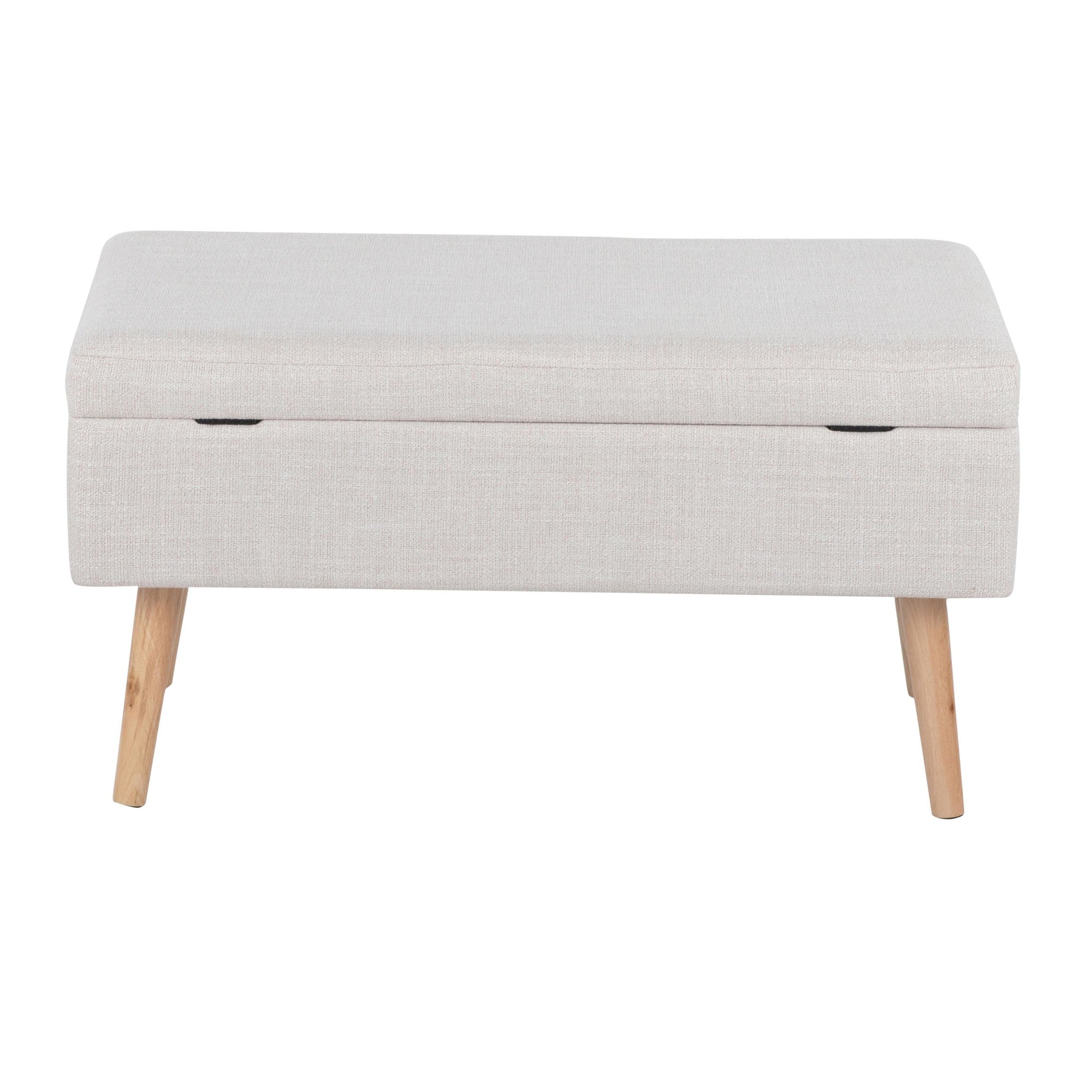 Storage Bench - Natural Wood, Beige Fabric