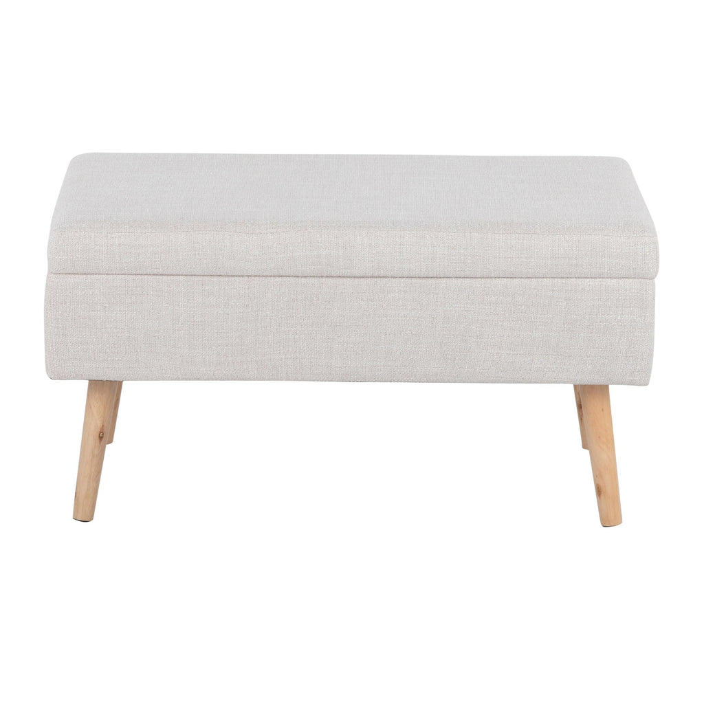 Storage Bench - Natural Wood, Beige Fabric