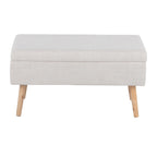 Storage Bench - Natural Wood, Beige Fabric