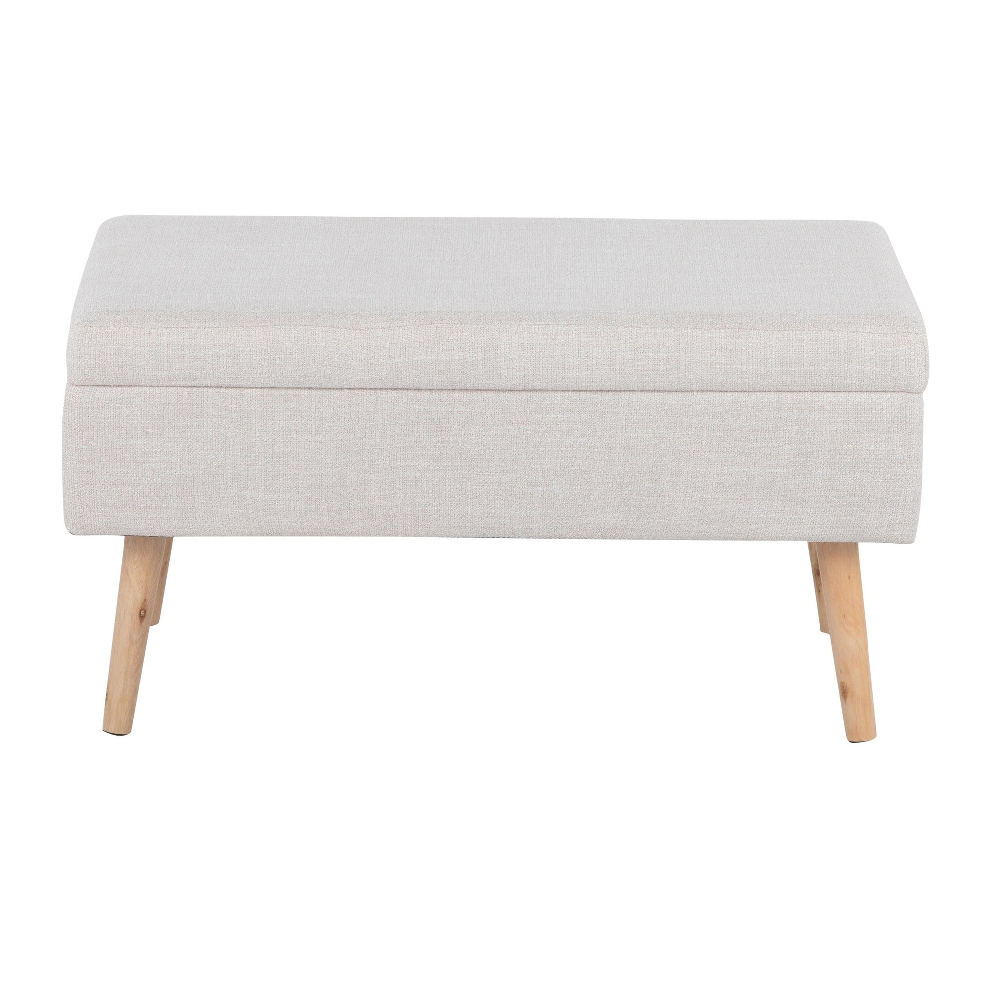 Storage Bench - Natural Wood, Beige Fabric