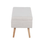 Storage Bench - Natural Wood, Beige Fabric