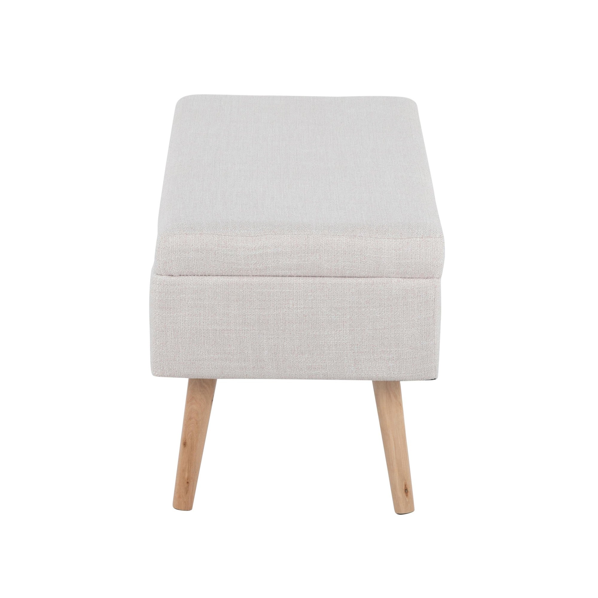 Storage Bench - Natural Wood, Beige Fabric