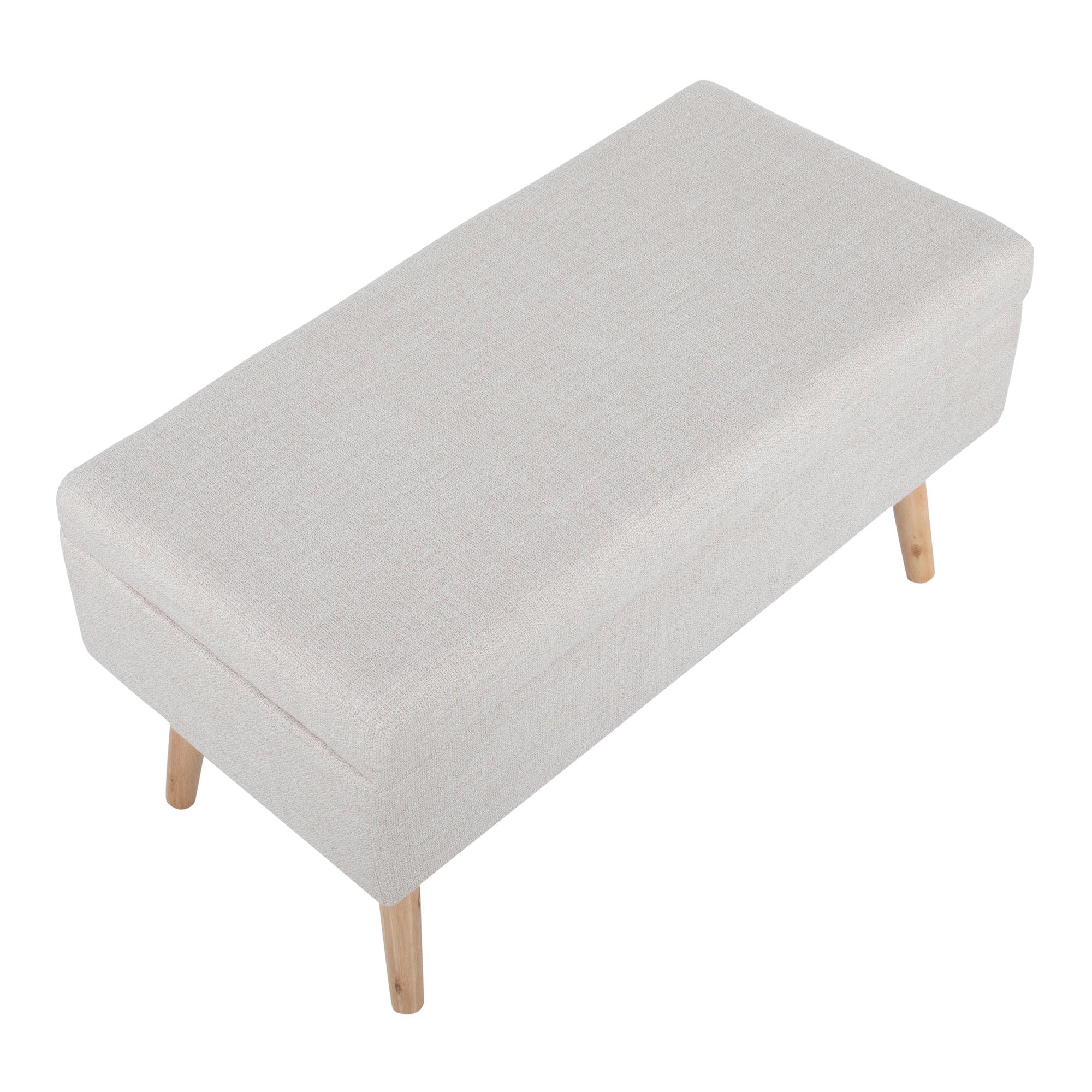 Storage Bench - Natural Wood, Beige Fabric