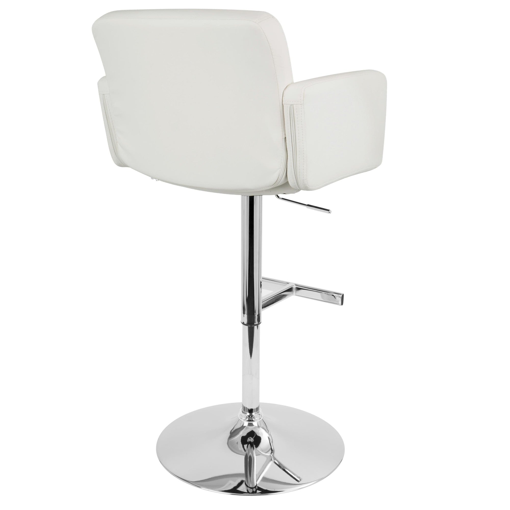 Stout Adjustable Barstool - Chrome, White PU
