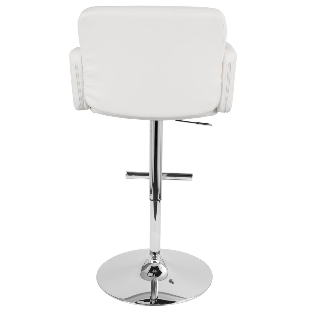 Stout Adjustable Barstool - Chrome, White PU