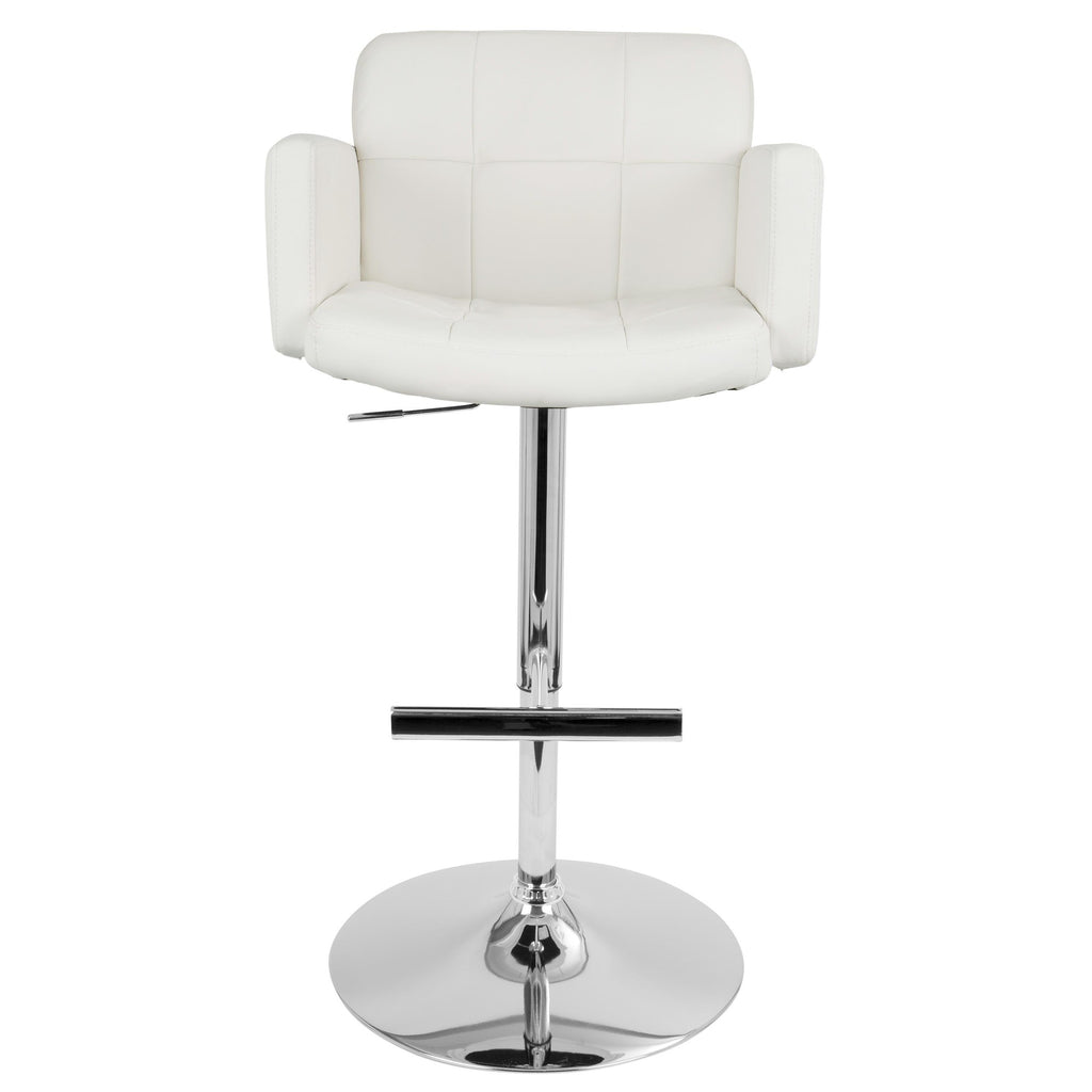 Stout Adjustable Barstool - Chrome, White PU