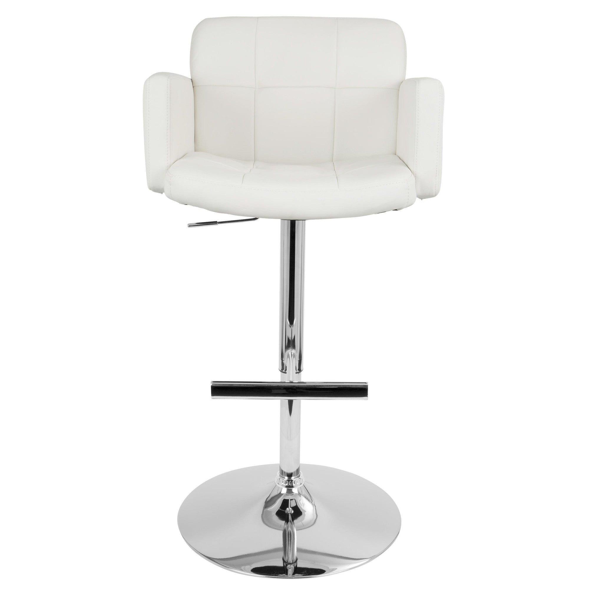 Stout Adjustable Barstool - Chrome, White PU