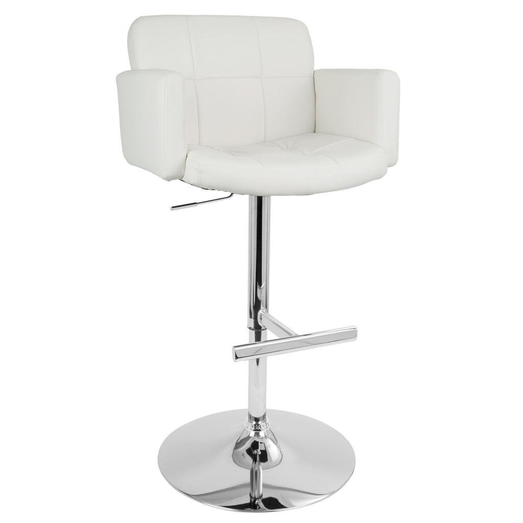 Stout Adjustable Barstool - Chrome, White PU