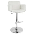 Stout Adjustable Barstool - Chrome, White PU