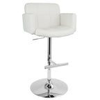 Stout Adjustable Barstool - Chrome, White PU