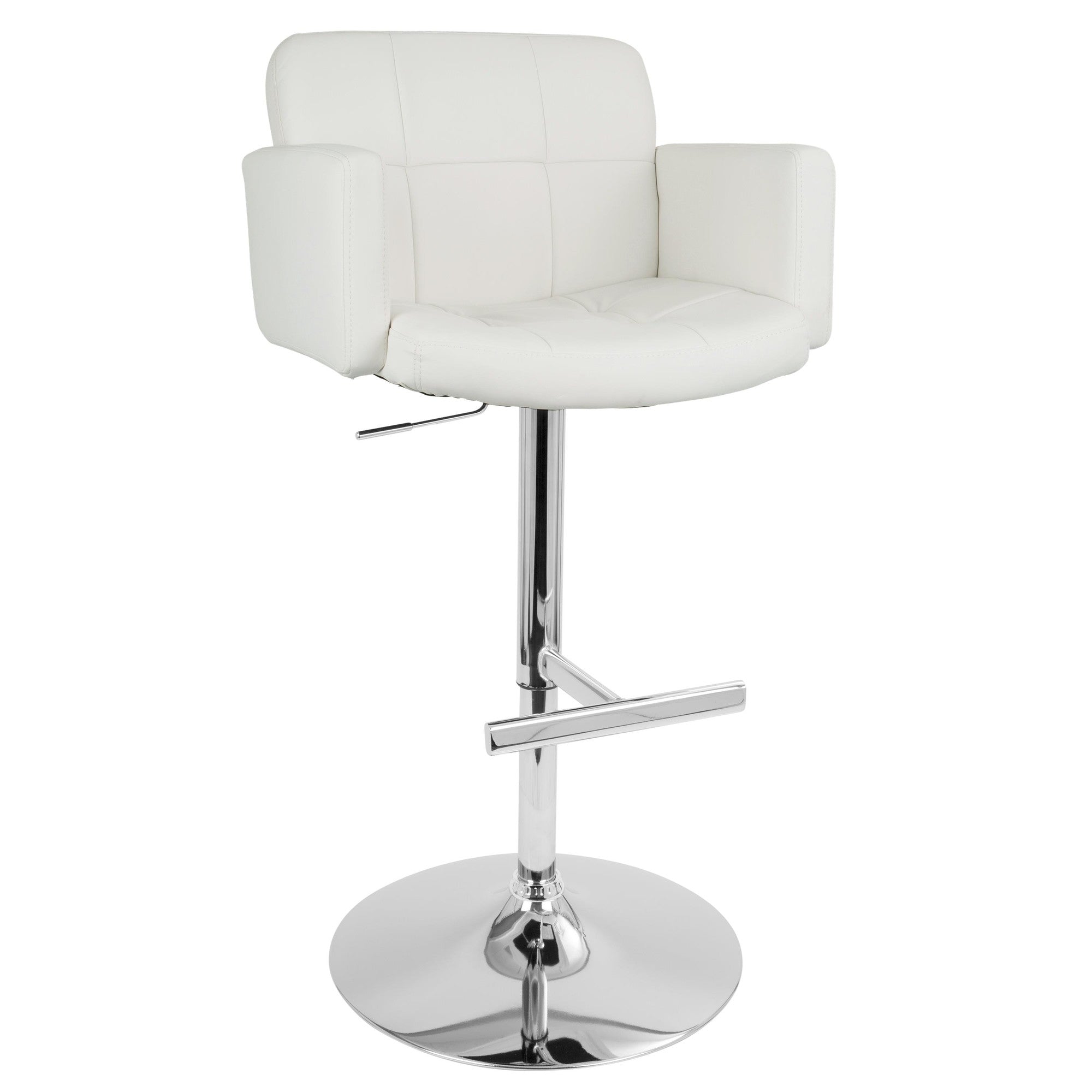 Stout Adjustable Barstool - Chrome, White PU