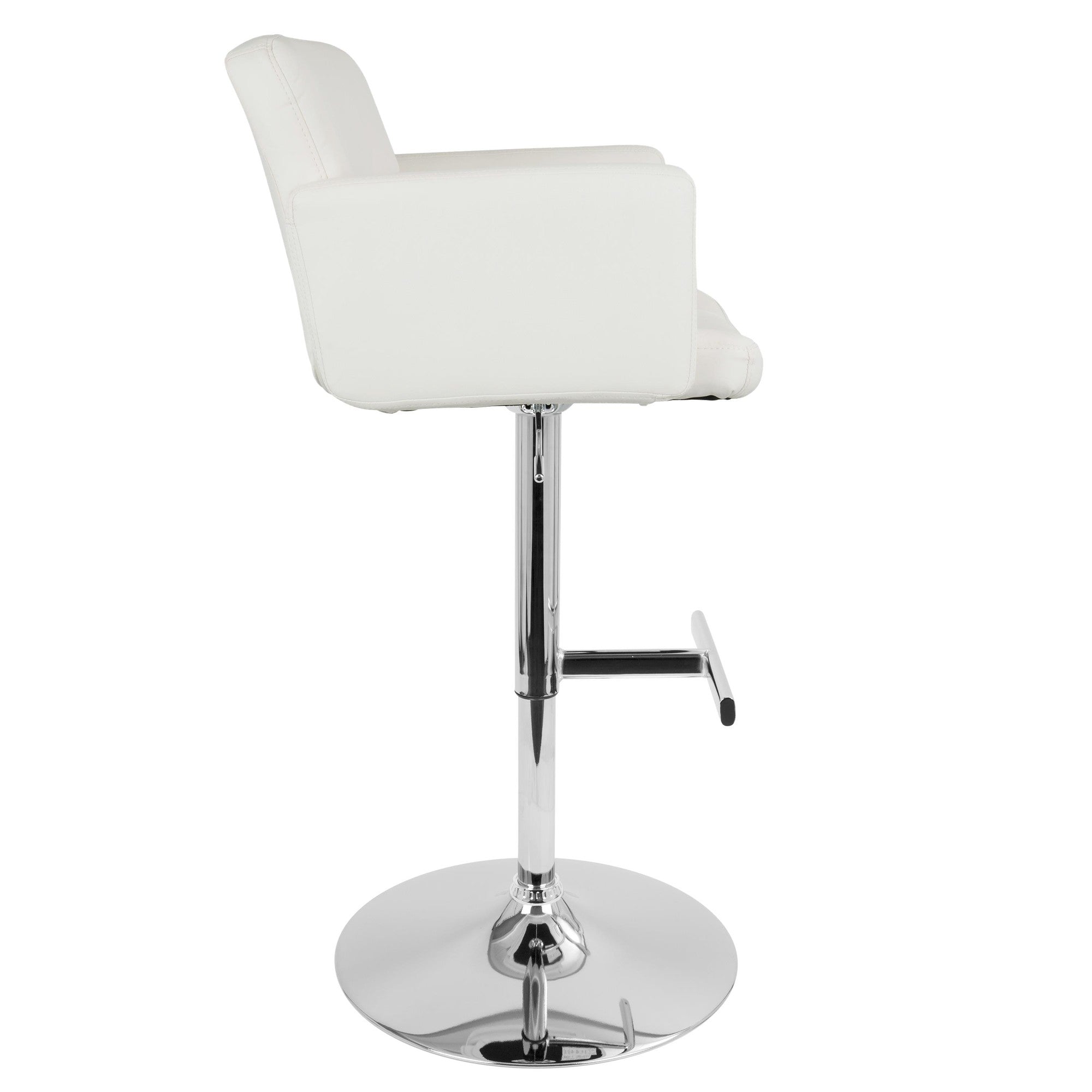 Stout Adjustable Barstool - Chrome, White PU