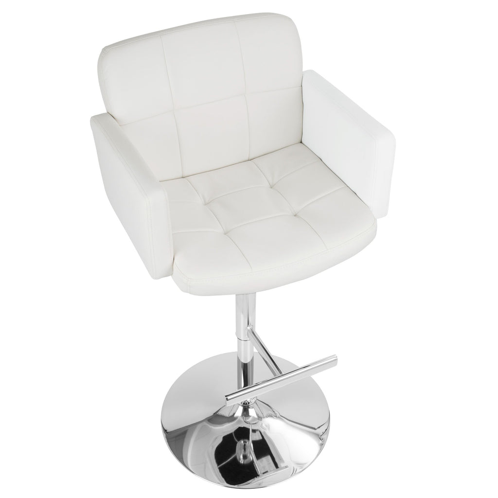 Stout Adjustable Barstool - Chrome, White PU