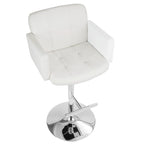 Stout Adjustable Barstool - Chrome, White PU