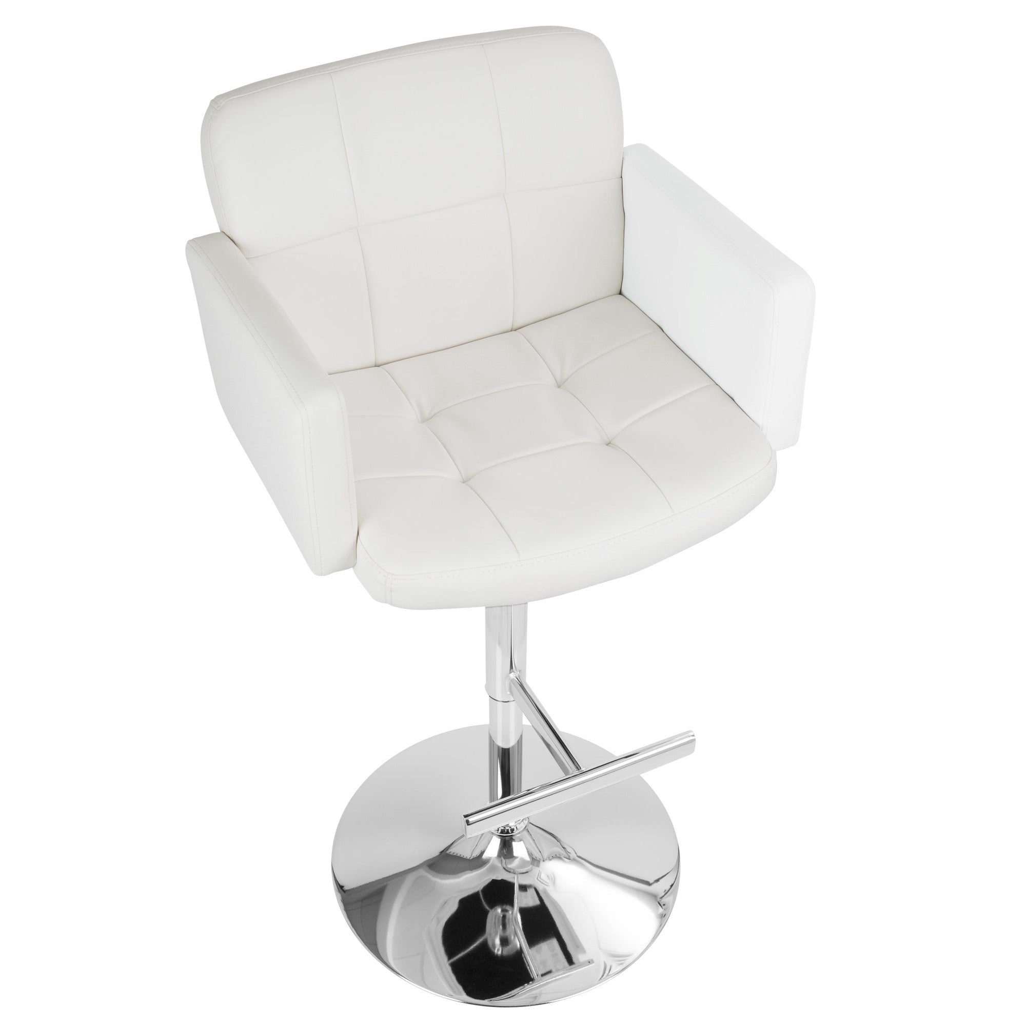Stout Adjustable Barstool - Chrome, White PU