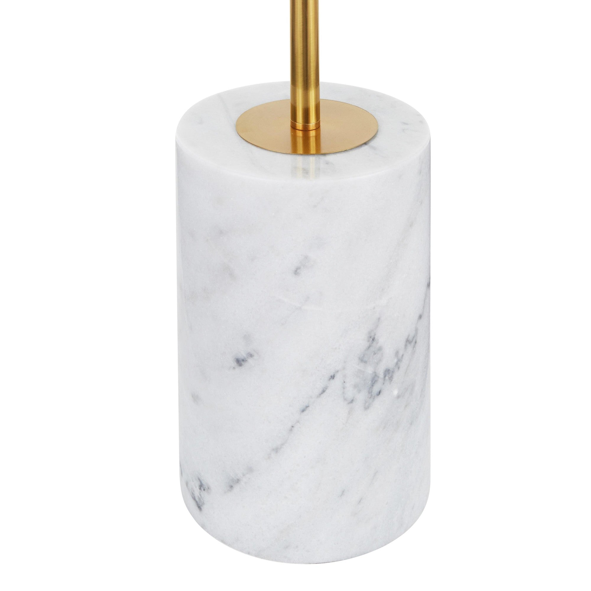Symbol Floor Lamp With Side Table - White Marble, Gold Metal, White Shade