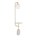 Symbol Floor Lamp With Side Table - White Marble, Gold Metal, White Shade