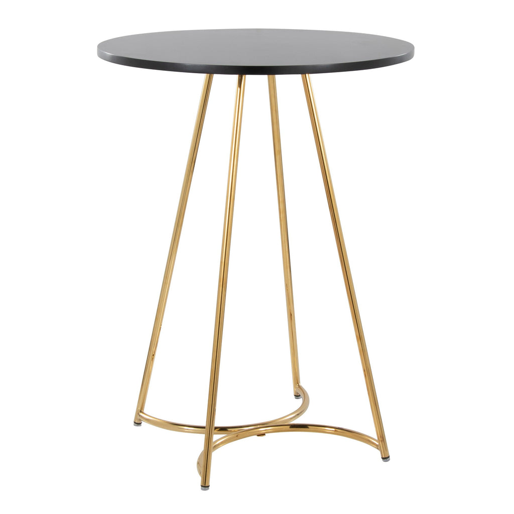 Cece Counter Table - Gold Metal, Black Mdf