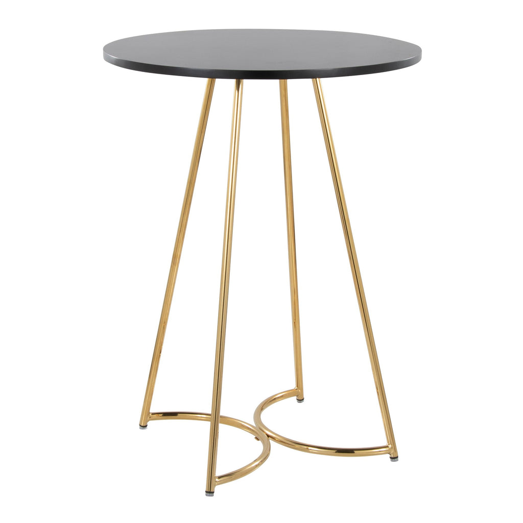 Cece Counter Table - Gold Metal, Black Mdf