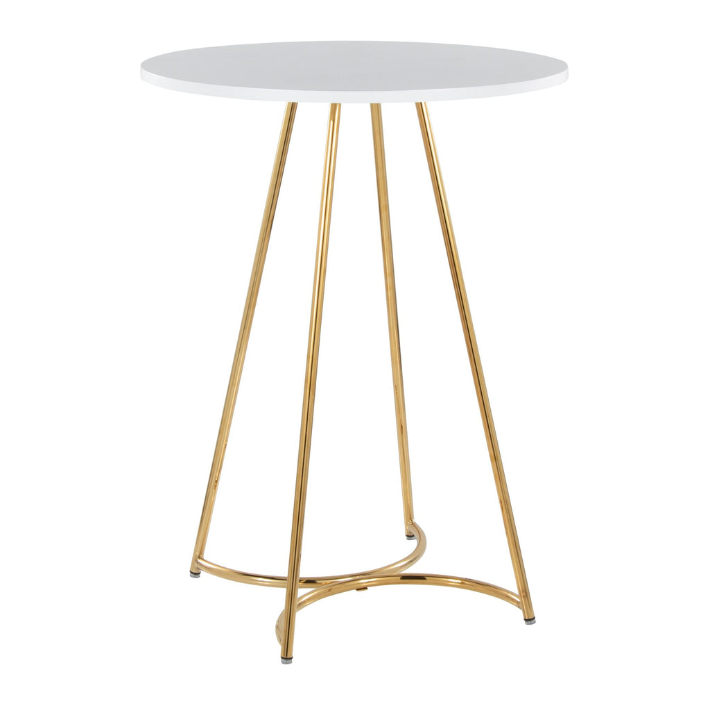 Cece Counter Table - Gold Metal, White Mdf