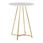 Cece Counter Table - Gold Metal, White Mdf