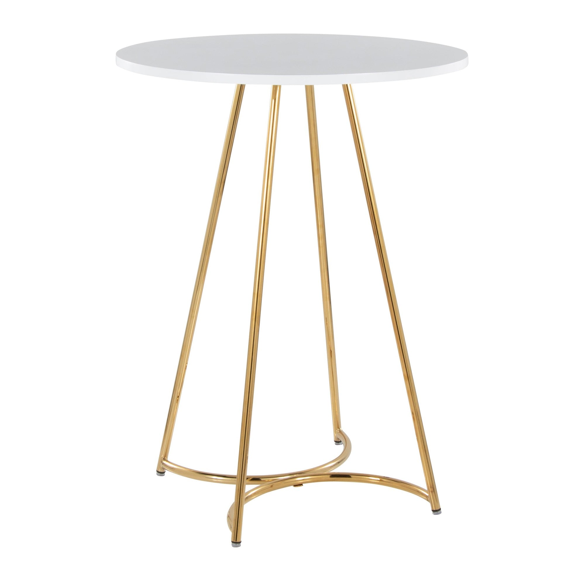 Cece Counter Table - Gold Metal, White Mdf