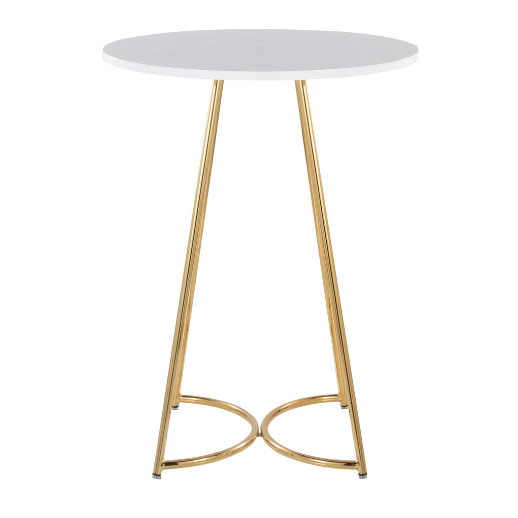 Cece Counter Table - Gold Metal, White Mdf