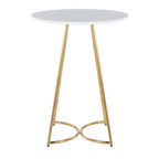 Cece Counter Table - Gold Metal, White Mdf