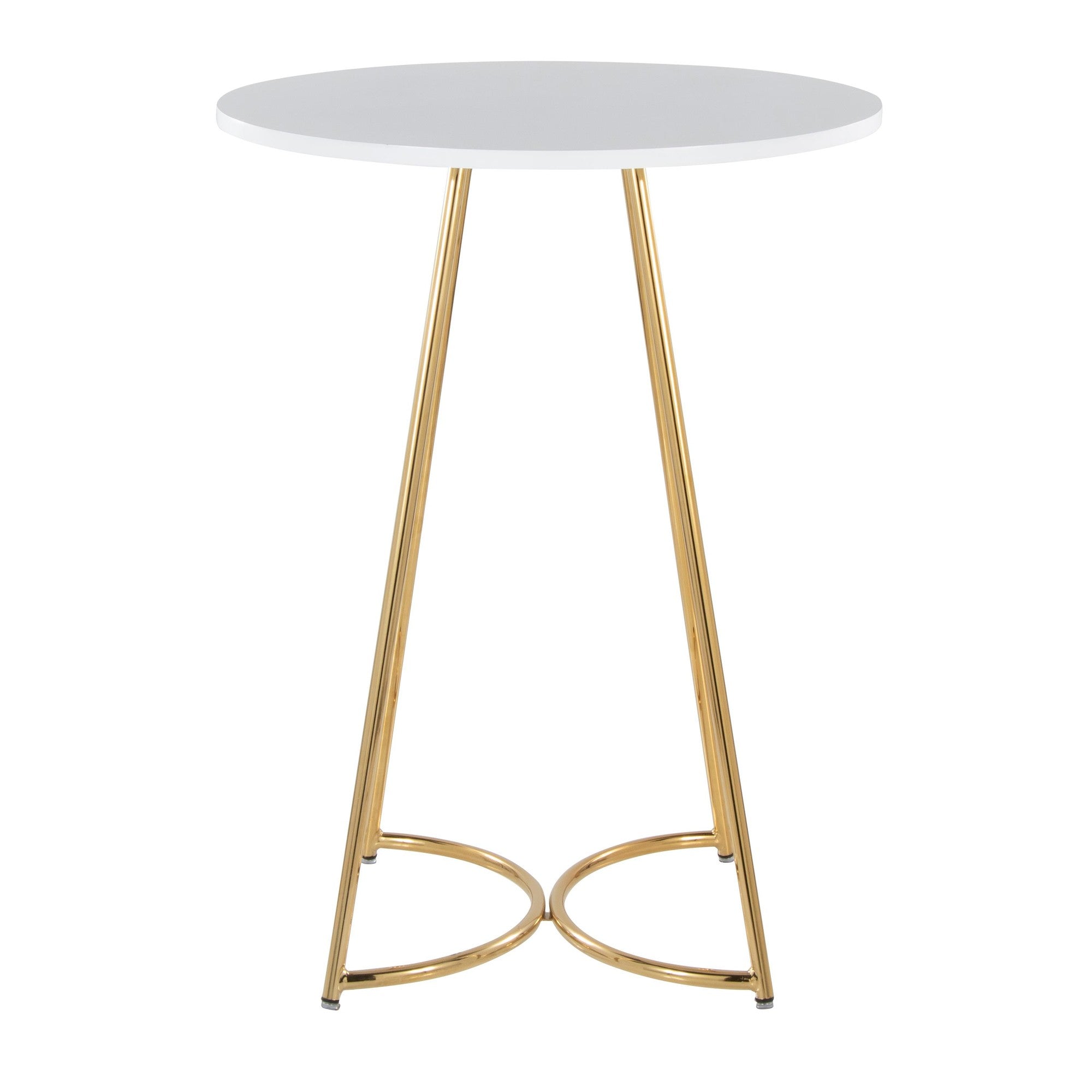 Cece Counter Table - Gold Metal, White Mdf