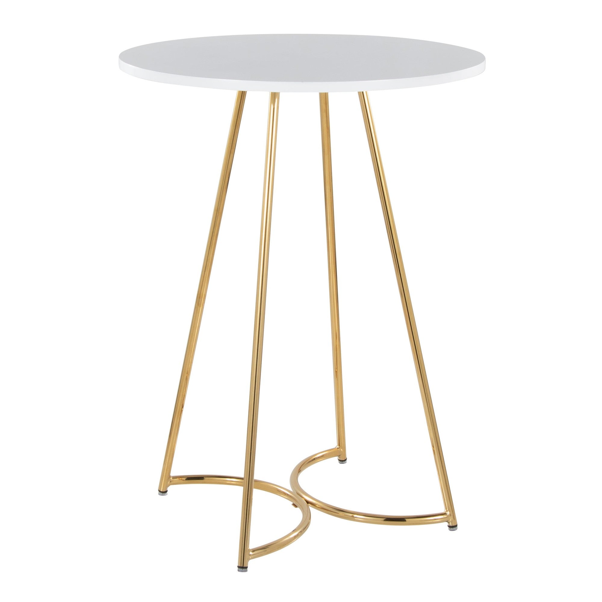 Cece Counter Table - Gold Metal, White Mdf