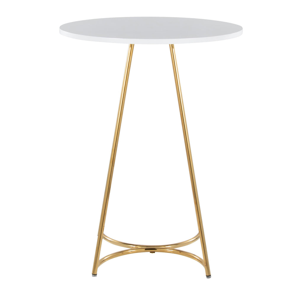 Cece Counter Table - Gold Metal, White Mdf