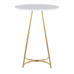 Cece Counter Table - Gold Metal, White Mdf