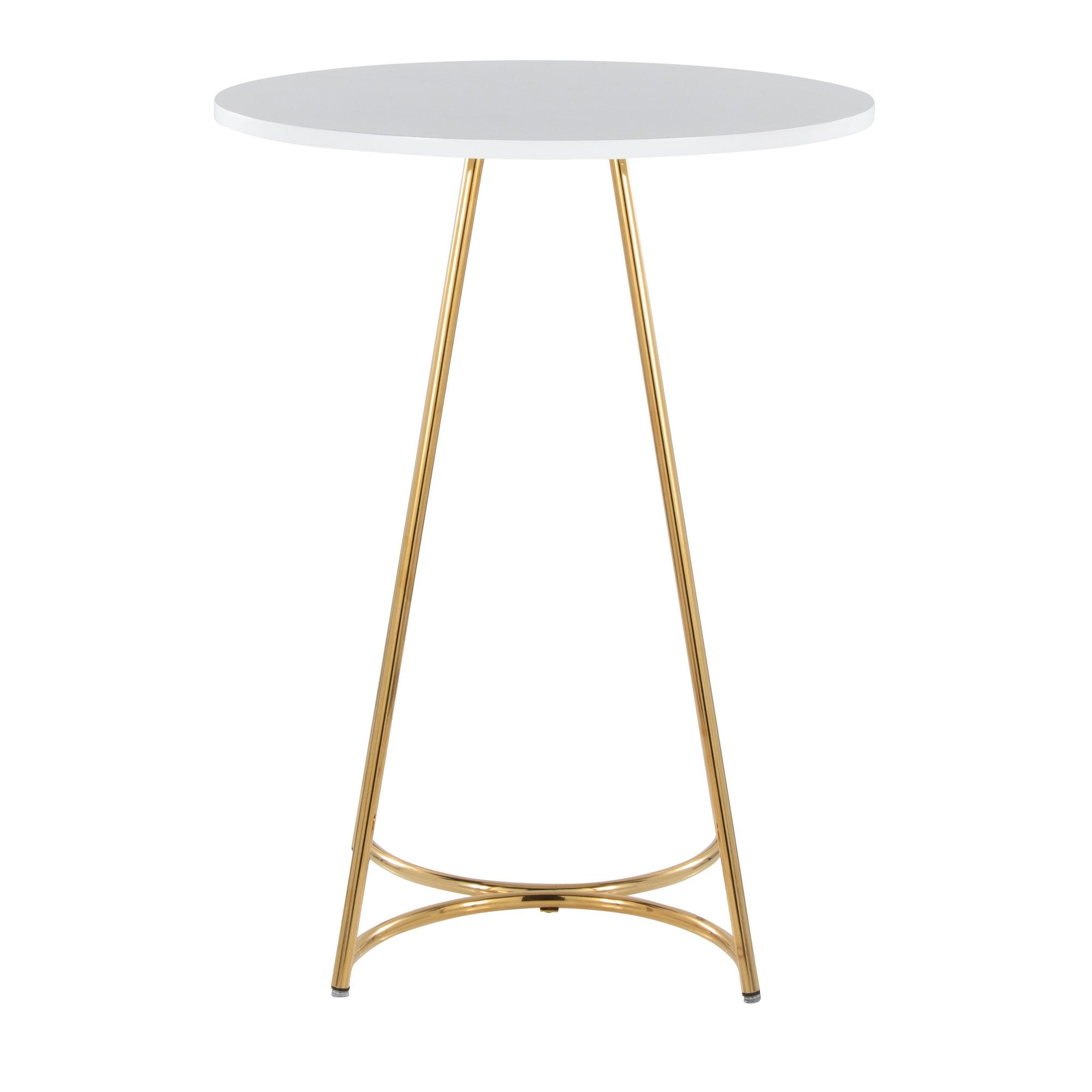 Cece Counter Table - Gold Metal, White Mdf