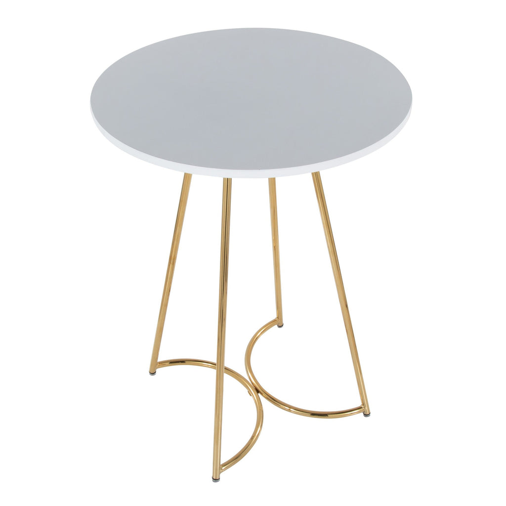 Cece Counter Table - Gold Metal, White Mdf