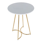Cece Counter Table - Gold Metal, White Mdf