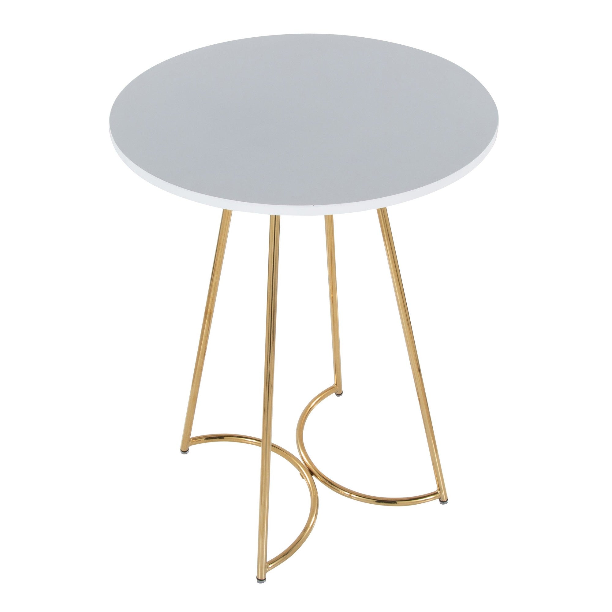 Cece Counter Table - Gold Metal, White Mdf