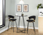Jie 26" Fixed-Height Counter Stool - Set of 2 - Black Metal, Gold Metal, Black PU