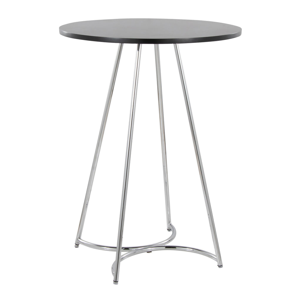 Cece Counter Table - Chrome Metal, Black Mdf