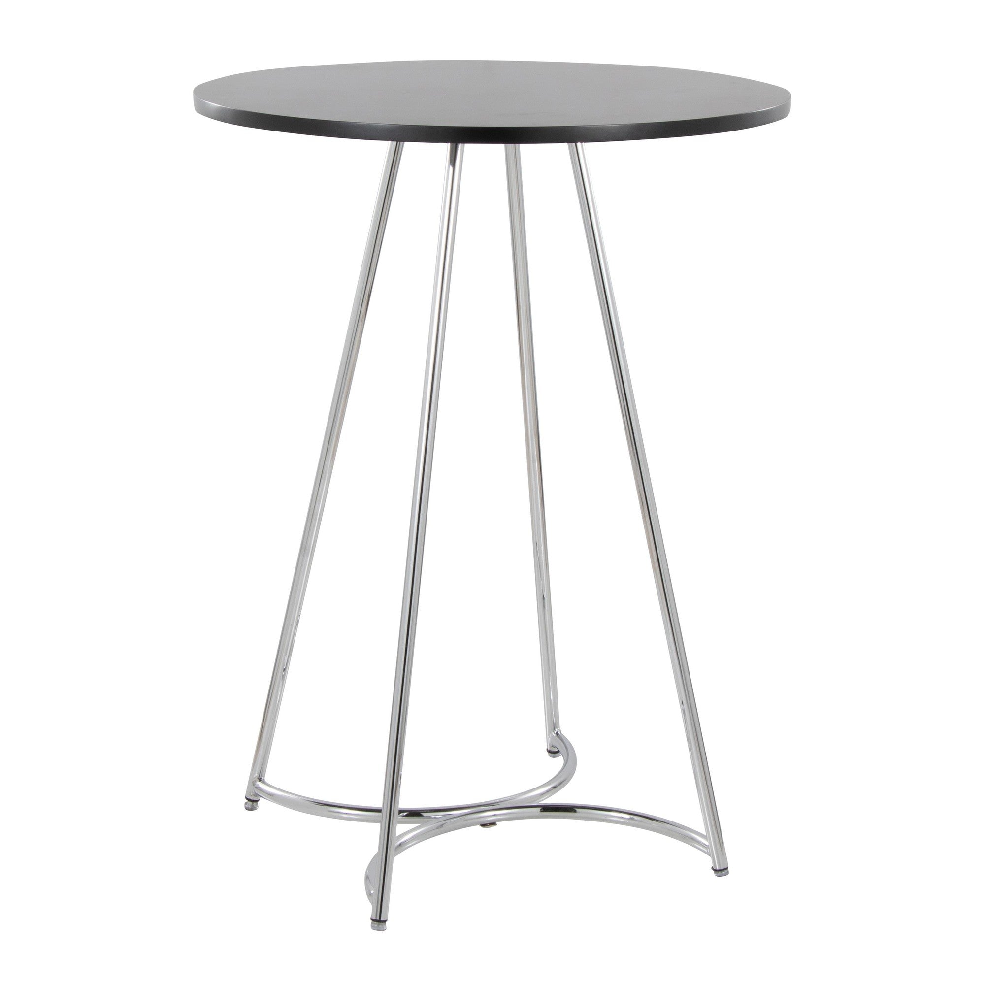 Cece Counter Table - Chrome Metal, Black Mdf