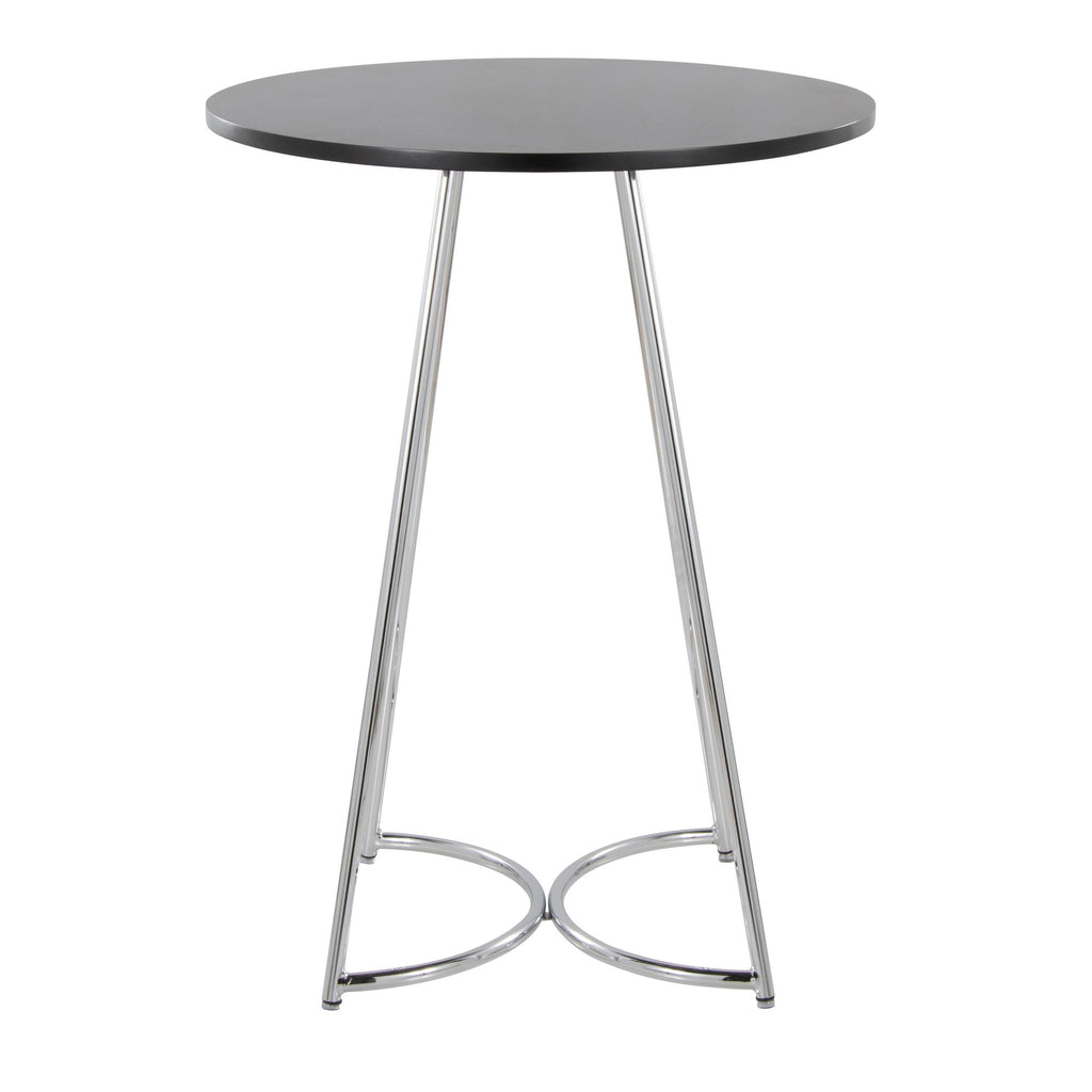 Cece Counter Table - Chrome Metal, Black Mdf