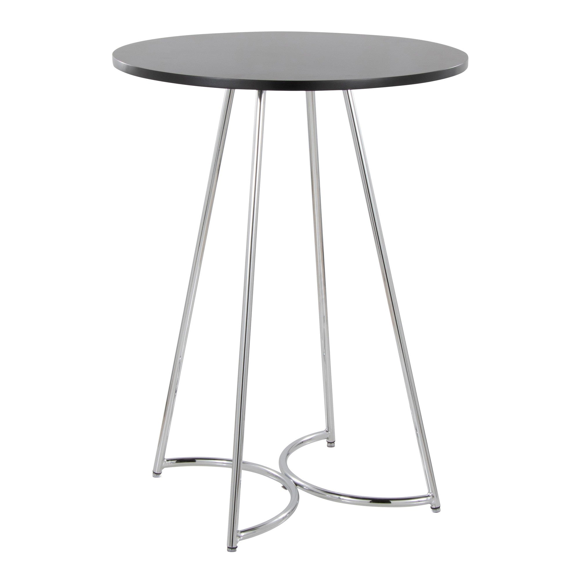 Cece Counter Table - Chrome Metal, Black Mdf