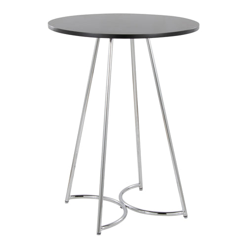 Cece Counter Table - Chrome Metal, Black Mdf