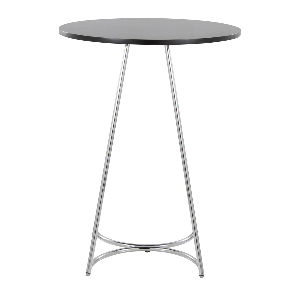Cece Counter Table - Chrome Metal, Black Mdf