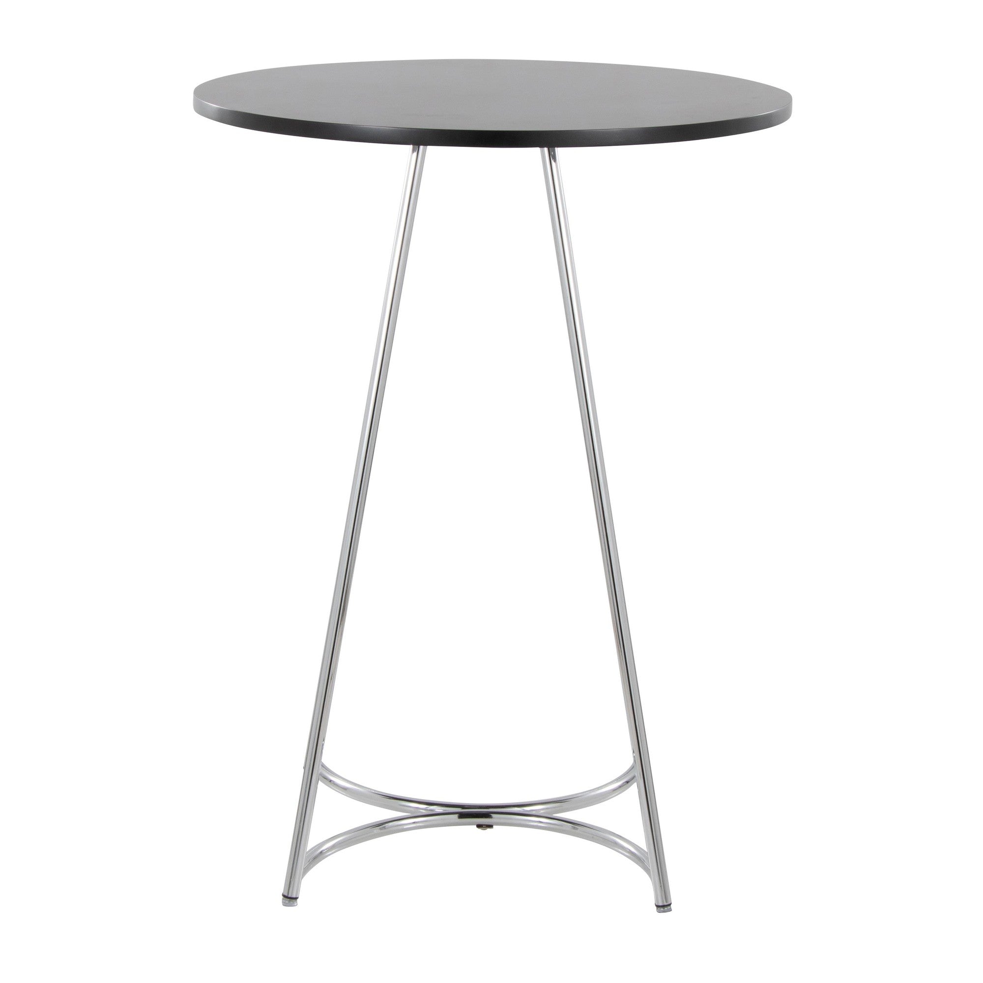Cece Counter Table - Chrome Metal, Black Mdf