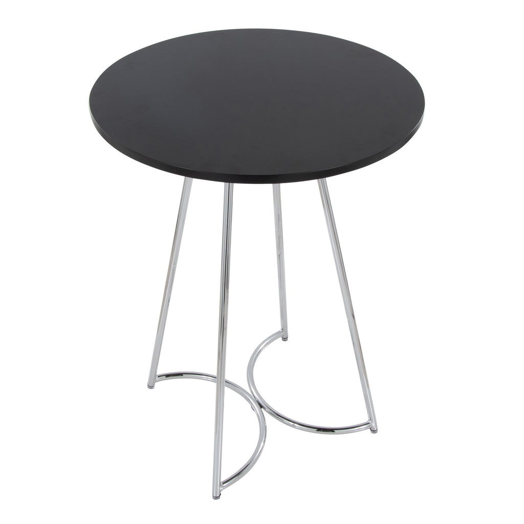 Cece Counter Table - Chrome Metal, Black Mdf