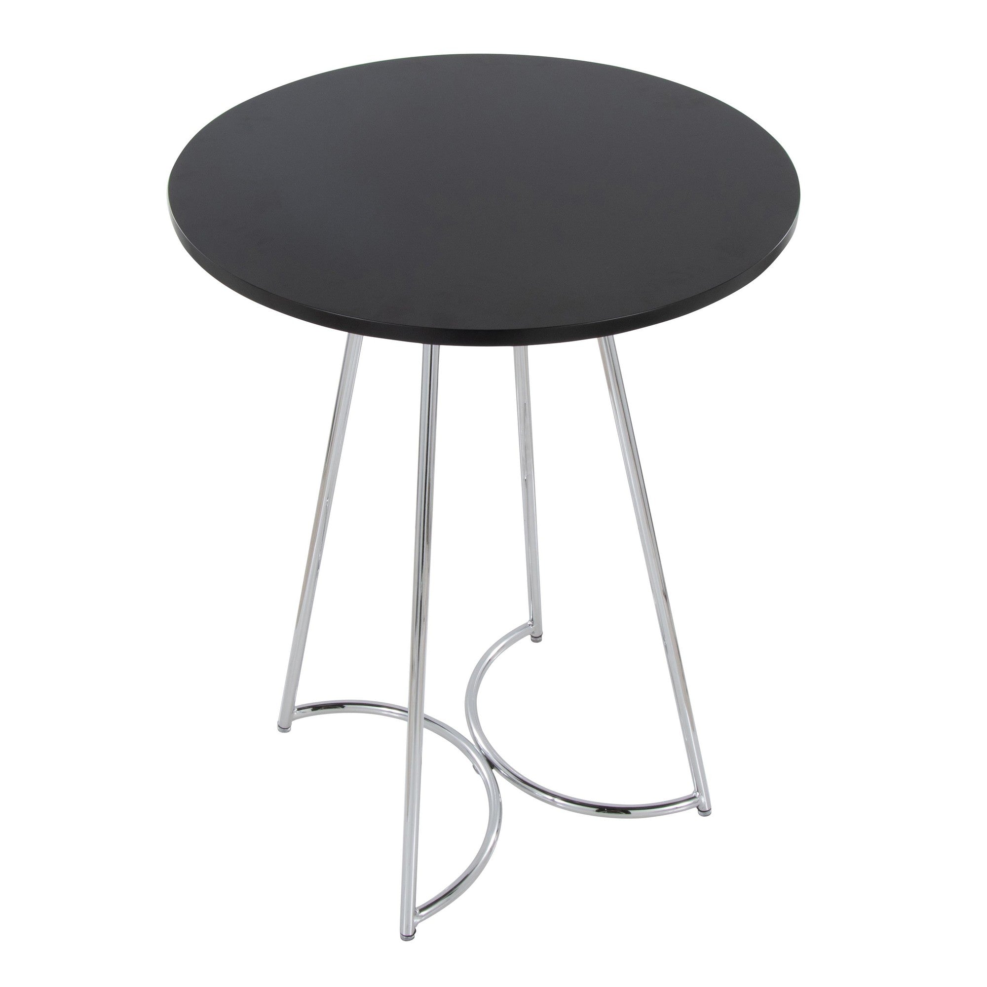 Cece Counter Table - Chrome Metal, Black Mdf