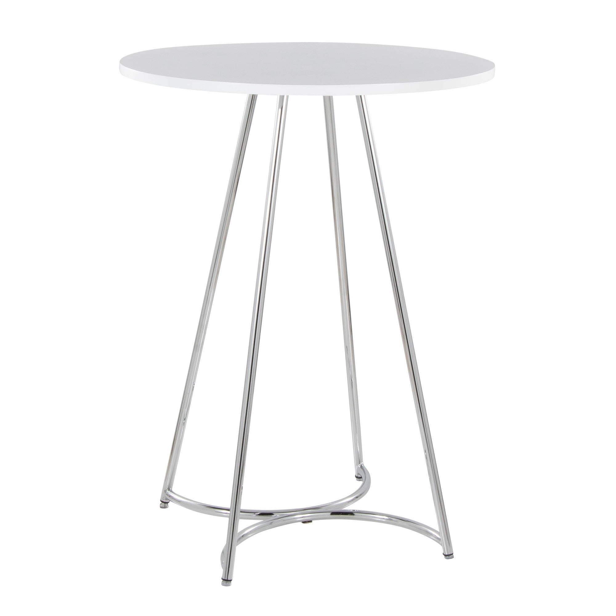 Cece Counter Table - Chrome Metal, White Mdf