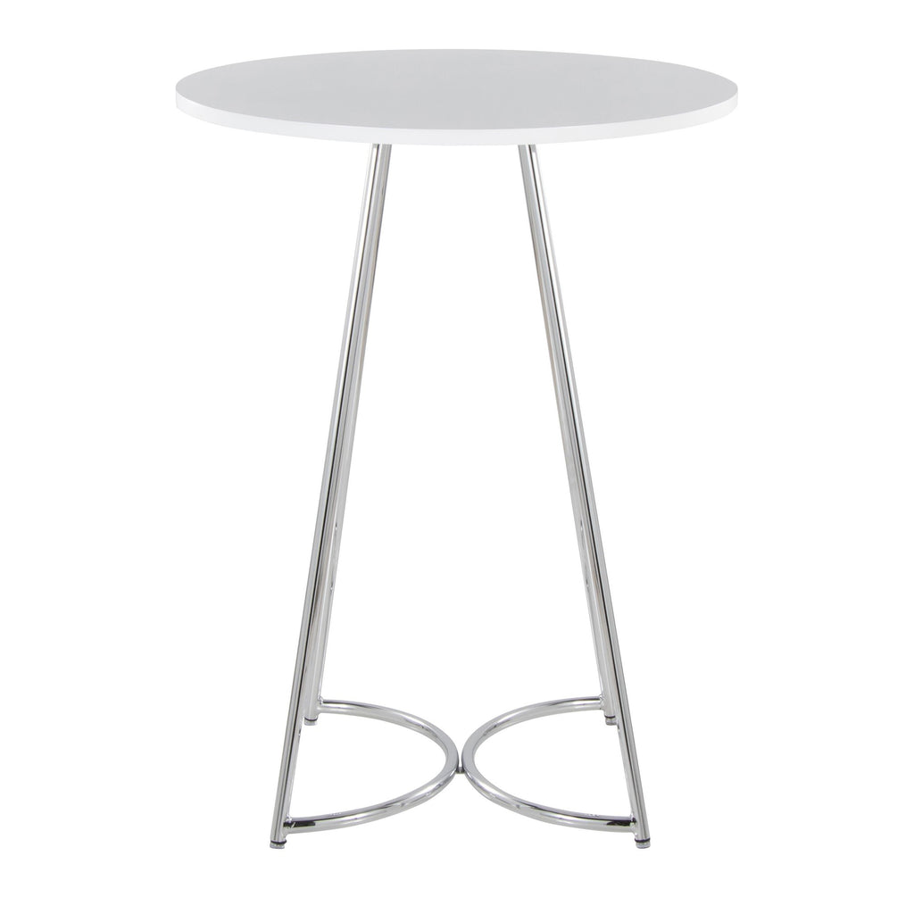 Cece Counter Table - Chrome Metal, White Mdf
