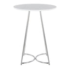 Cece Counter Table - Chrome Metal, White Mdf
