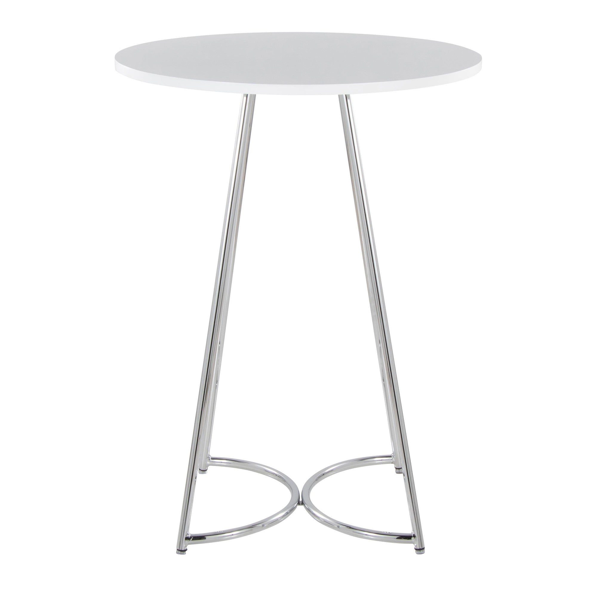 Cece Counter Table - Chrome Metal, White Mdf